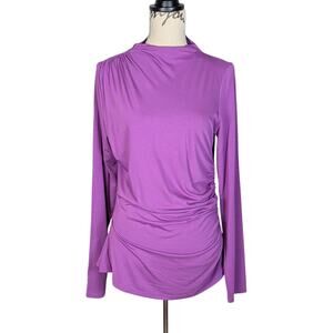 Rails Joelle Jersey Knit Ruched Long Sleeve Top Shirt Violet Size XL